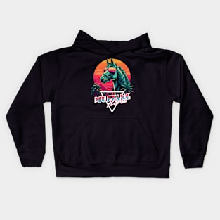 Retro Wave Miami Mustang Horse Design Kids Hoodie